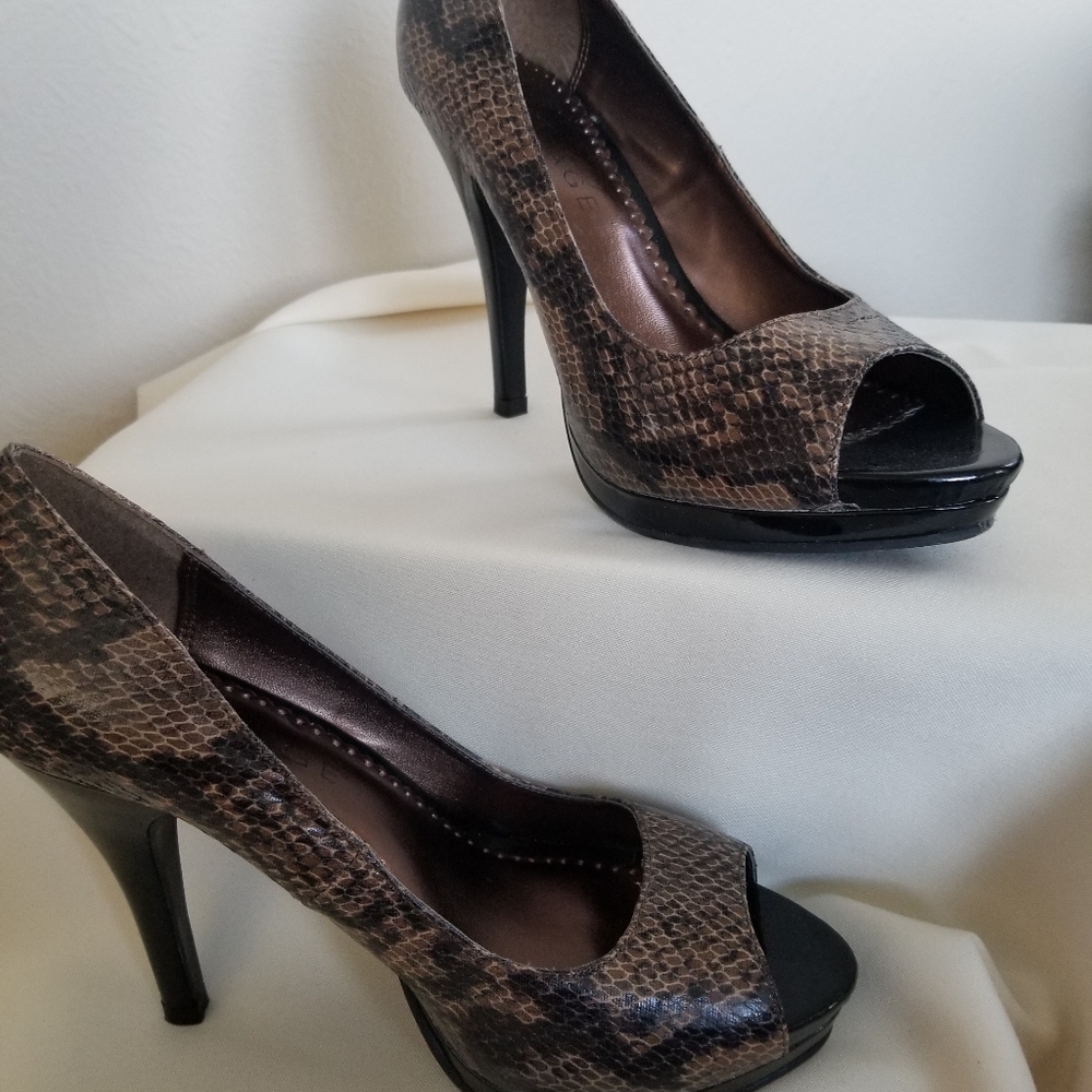 Snakeskin print heels